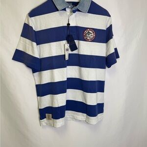 POLO RALPH LAUREN Men's Classic Fit Striped Jersey Rugby Shirt blue/white size L
